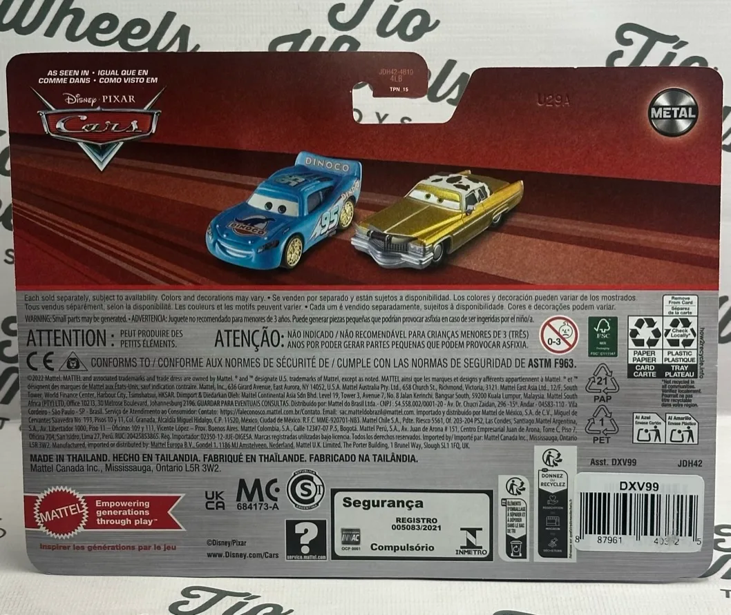 Pack 2 Rayo McQueen Bling Bling Dinoco / Tex Dinoco